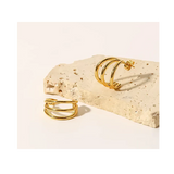 Triple-Layer Half Hoop Stud Earrings