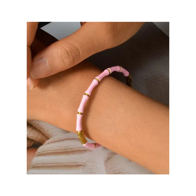 Bamboo-Style Bangle Bracelet