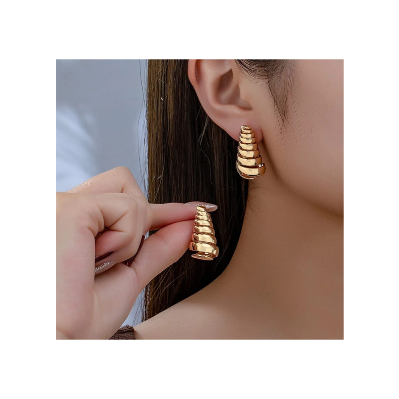 Spiral Teardrop Earrings - Golden