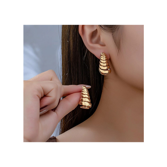 Spiral Teardrop Earrings - Golden