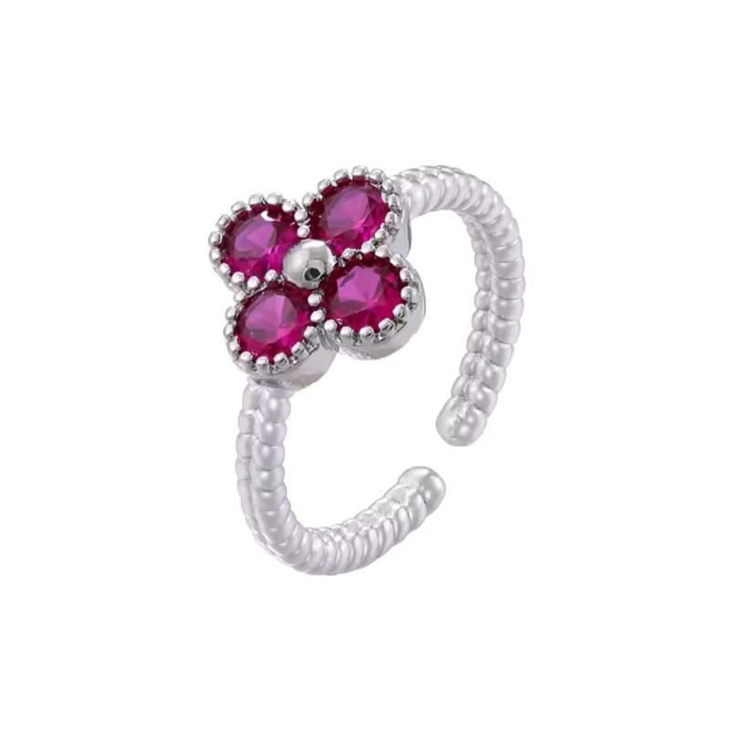 Adjustable Flower Ring – Four-Petal Design