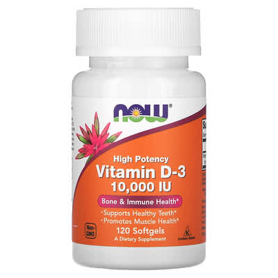 NOW VITAMIN D-3 10,000 IU - 120 SOFTGELS