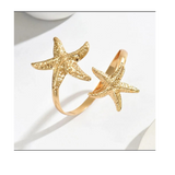 Adjustable Starfish Open Ring - Golden