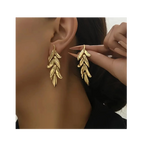 Golden Leaf Drop Earrings