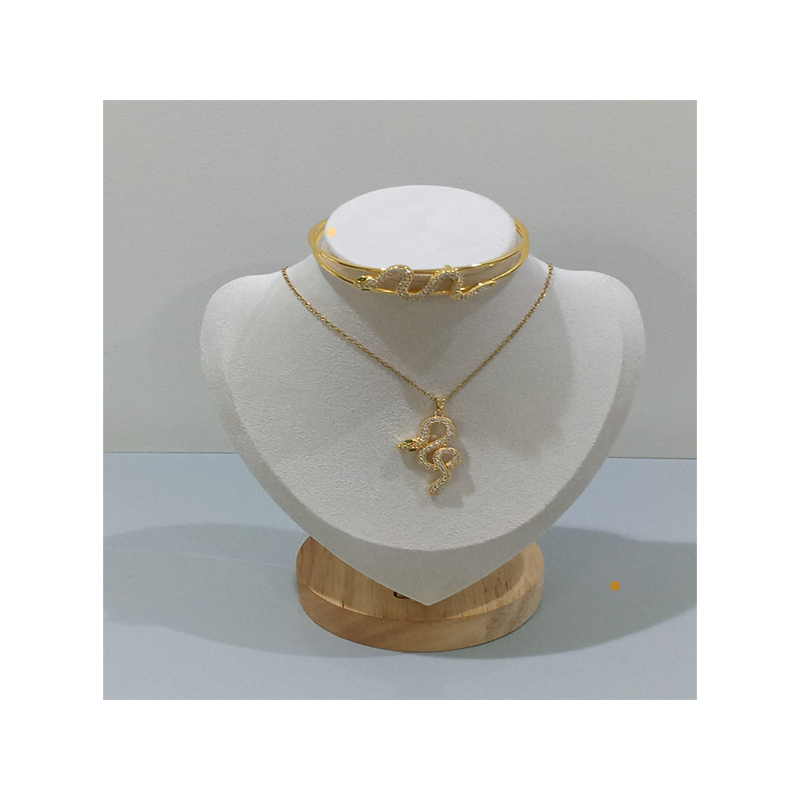 Necklace & Bangle Set with Sparkling Stones - Snake Design