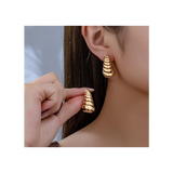 Spiral Teardrop Earrings - Golden