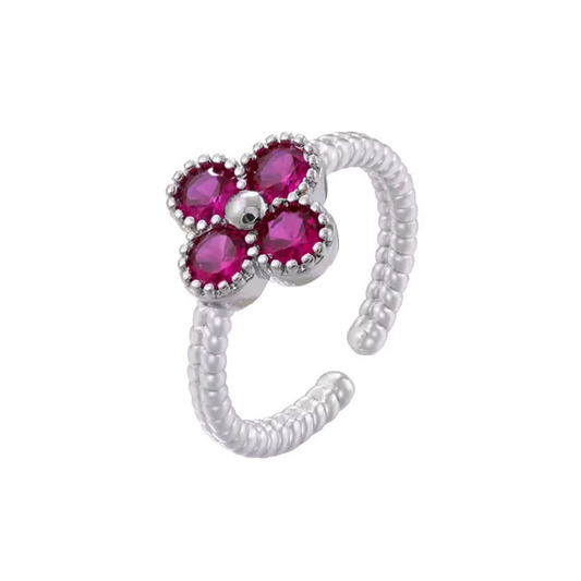 Adjustable Flower Ring – Four-Petal Design